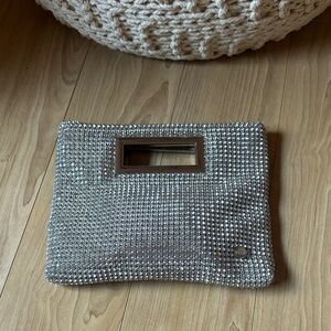 Olga Berg Silver Crystal Clutch